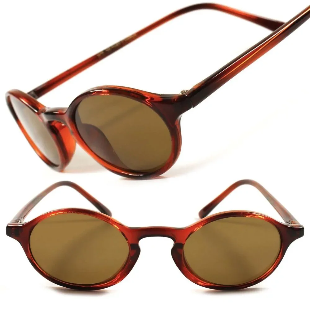 Vintage Retro Cool 80's Hipster Mens Womens Tortoise Small Oval Round Sunglasses